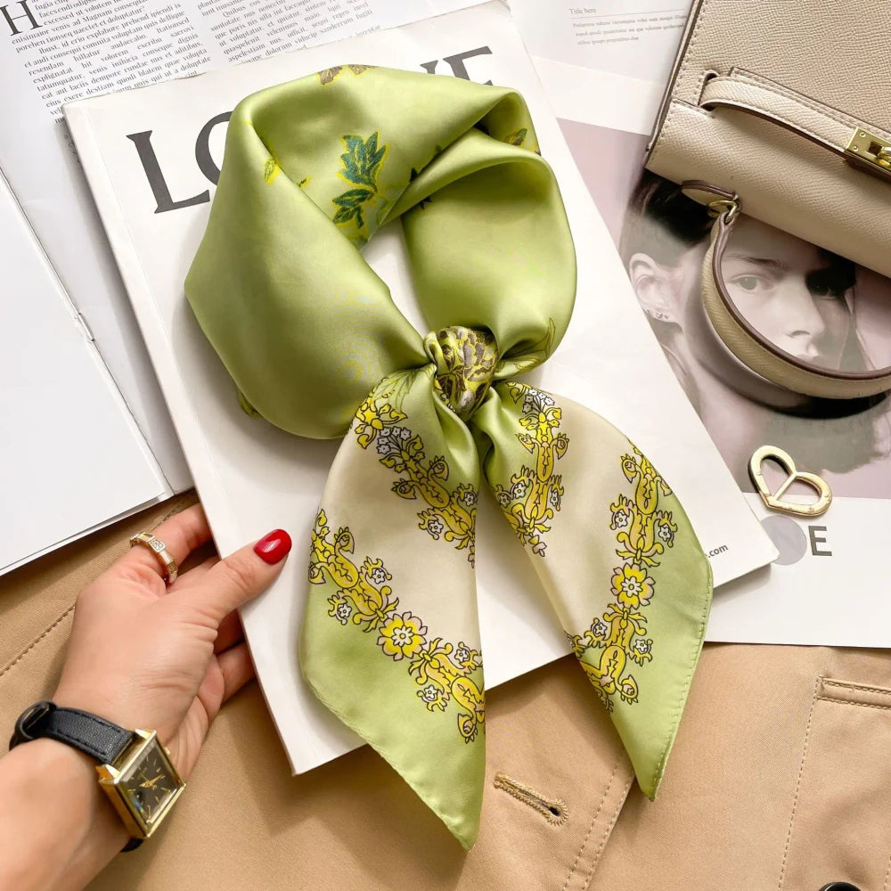 Floral Print Silk Square Scarf