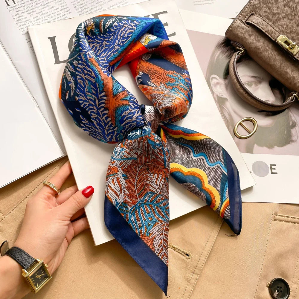Floral Print Silk Square Scarf