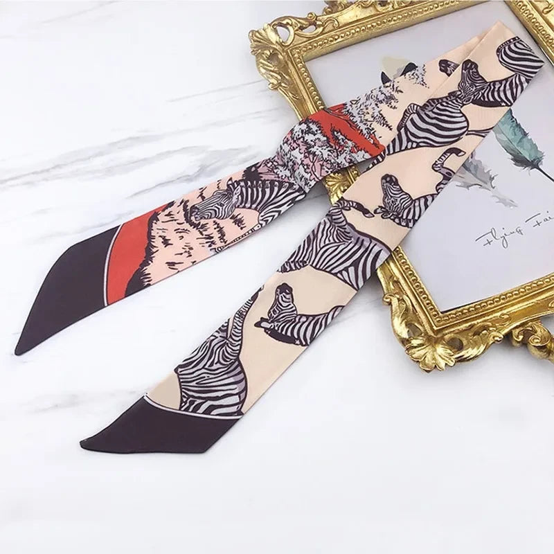 Zebra Print Twill Silk Scarf