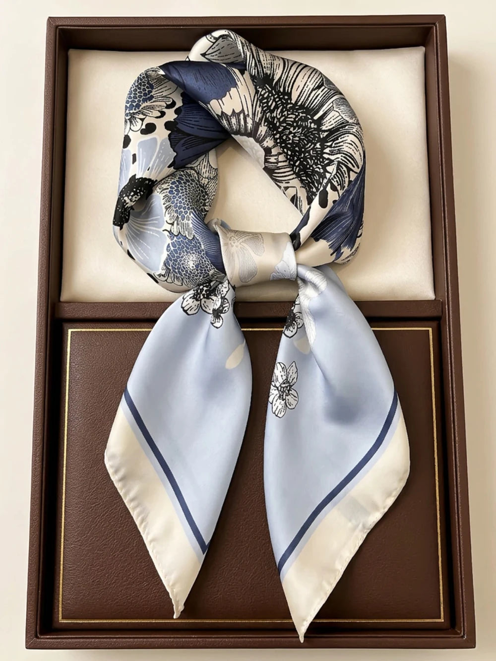 Botanical Print Silk-Feel Scarf