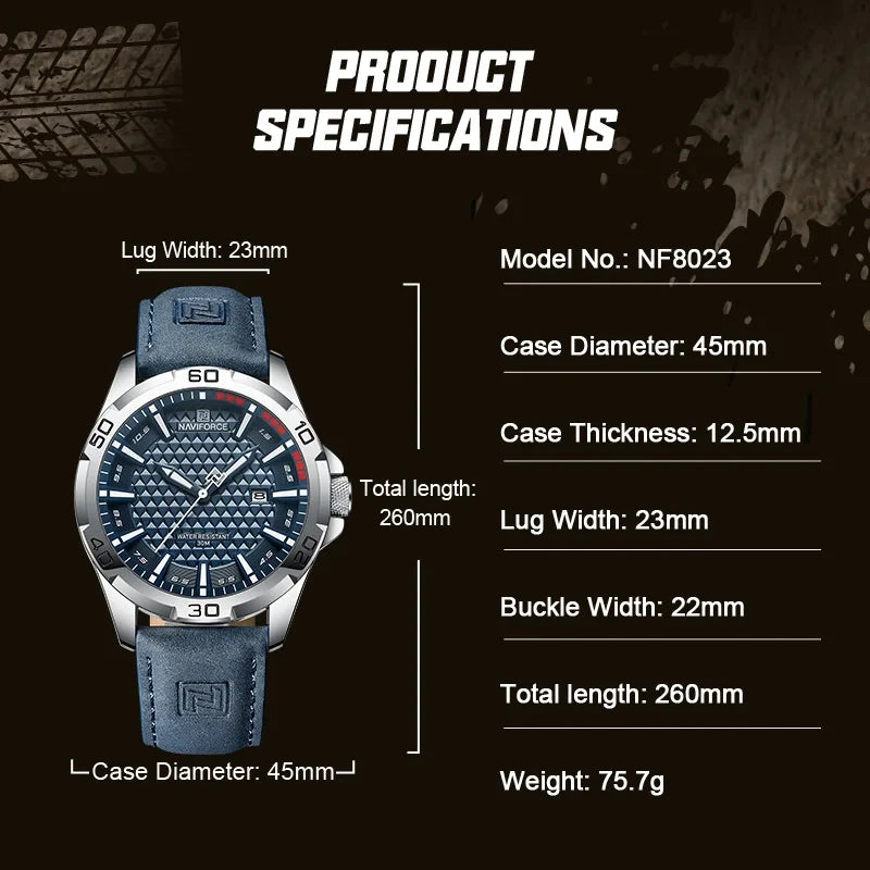 Naviforce Men Leather Quartz Watch