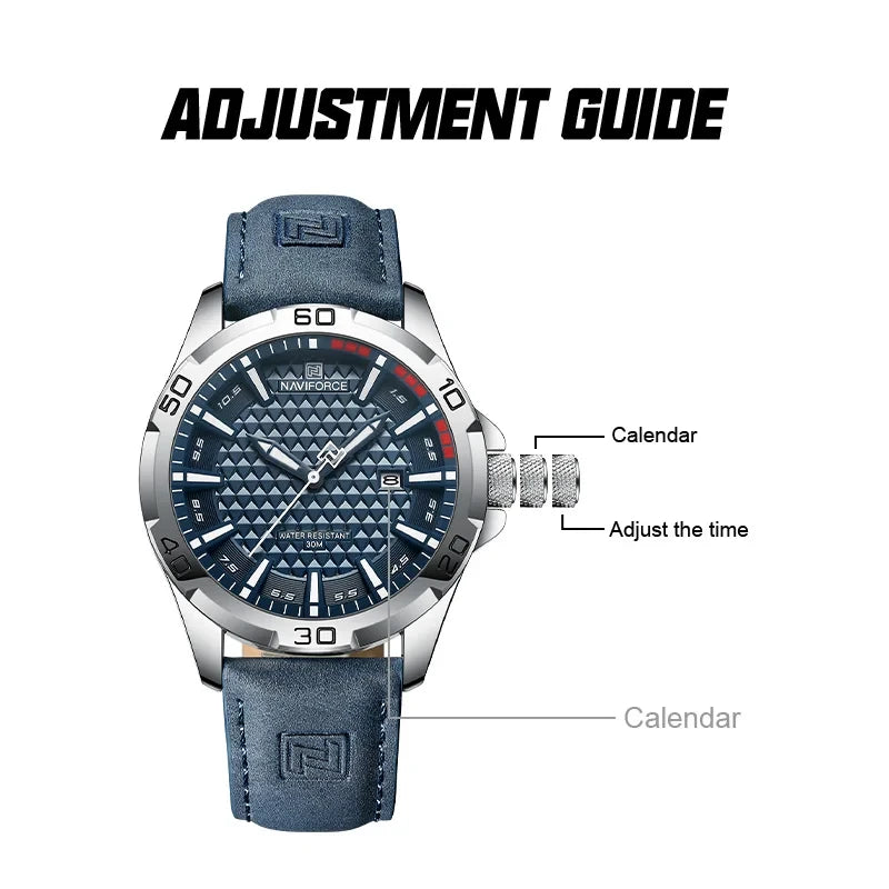 Naviforce Men Leather Quartz Watch