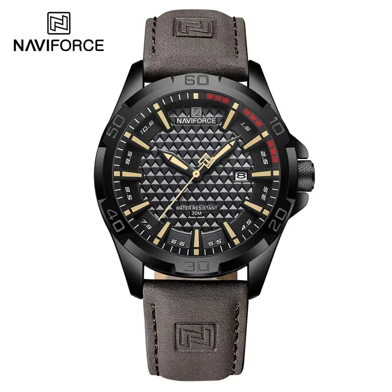 Naviforce Men Leather Quartz Watch