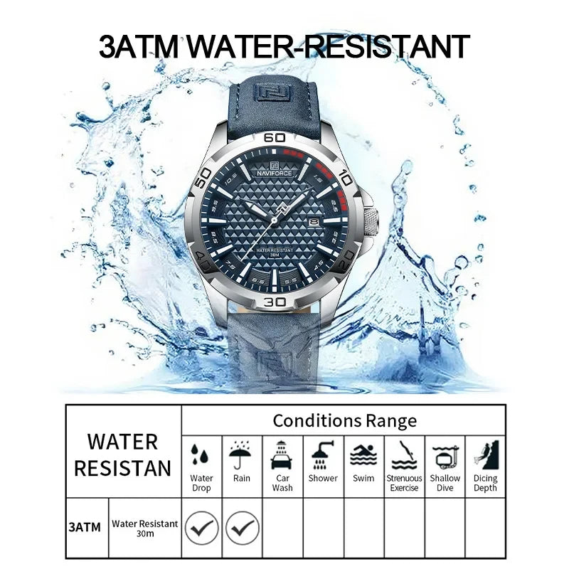 Naviforce Men Leather Quartz Watch