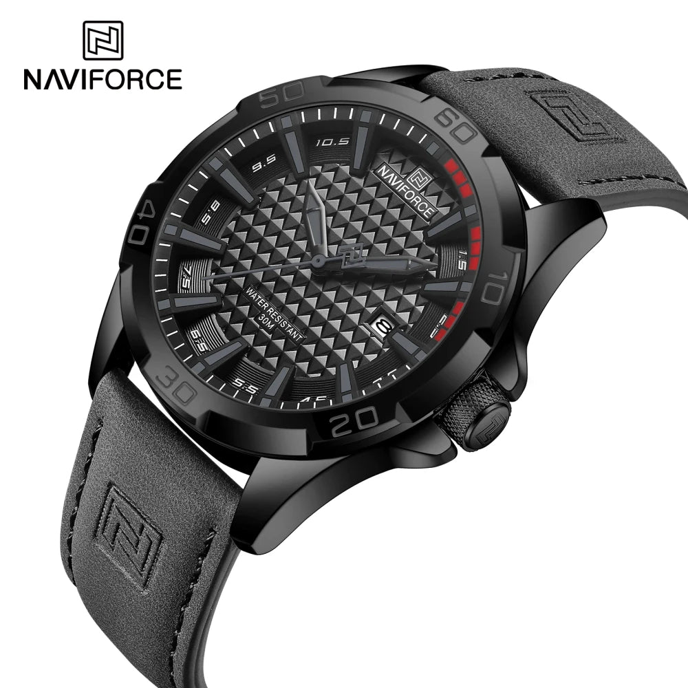Naviforce Men Leather Quartz Watch