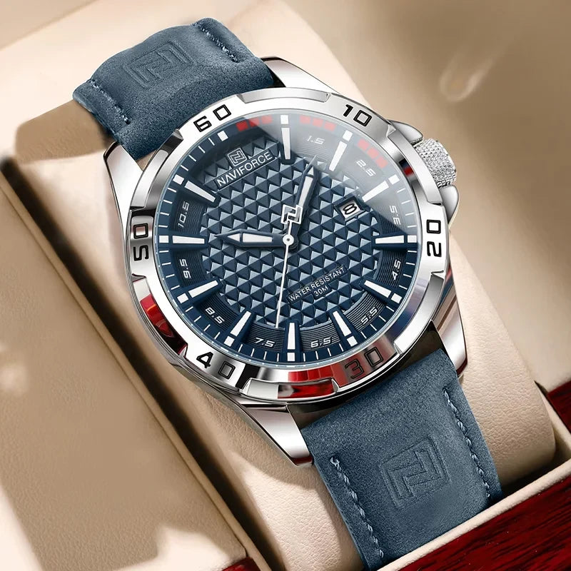 Naviforce Men Leather Quartz Watch