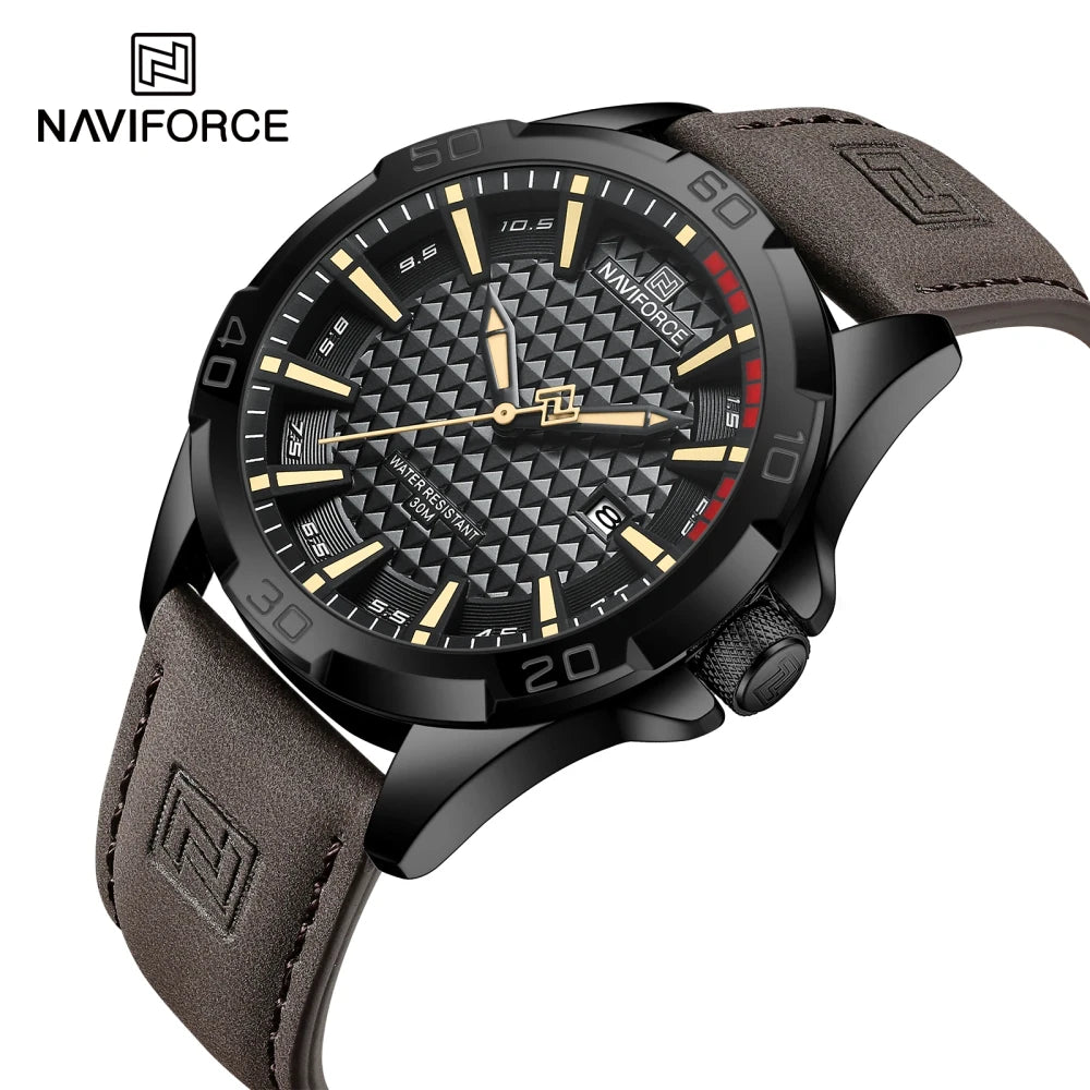 Naviforce Men Leather Quartz Watch