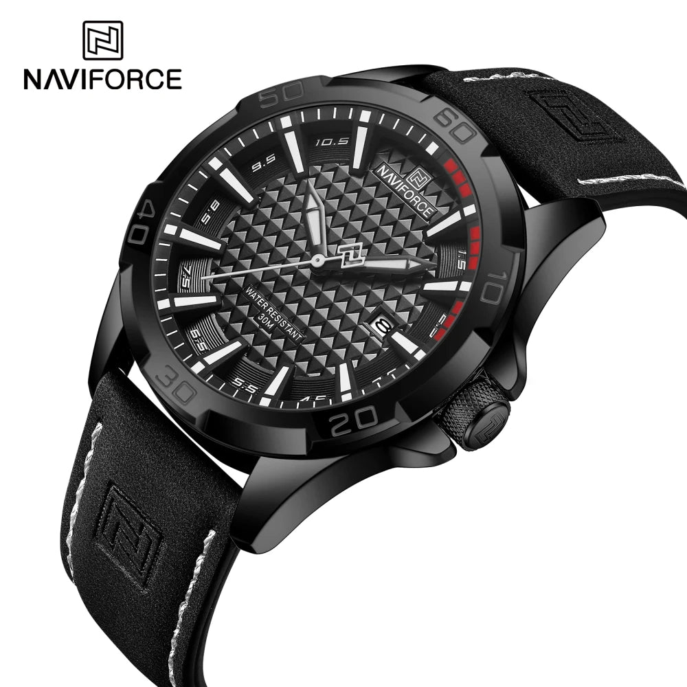 Naviforce Men Leather Quartz Watch