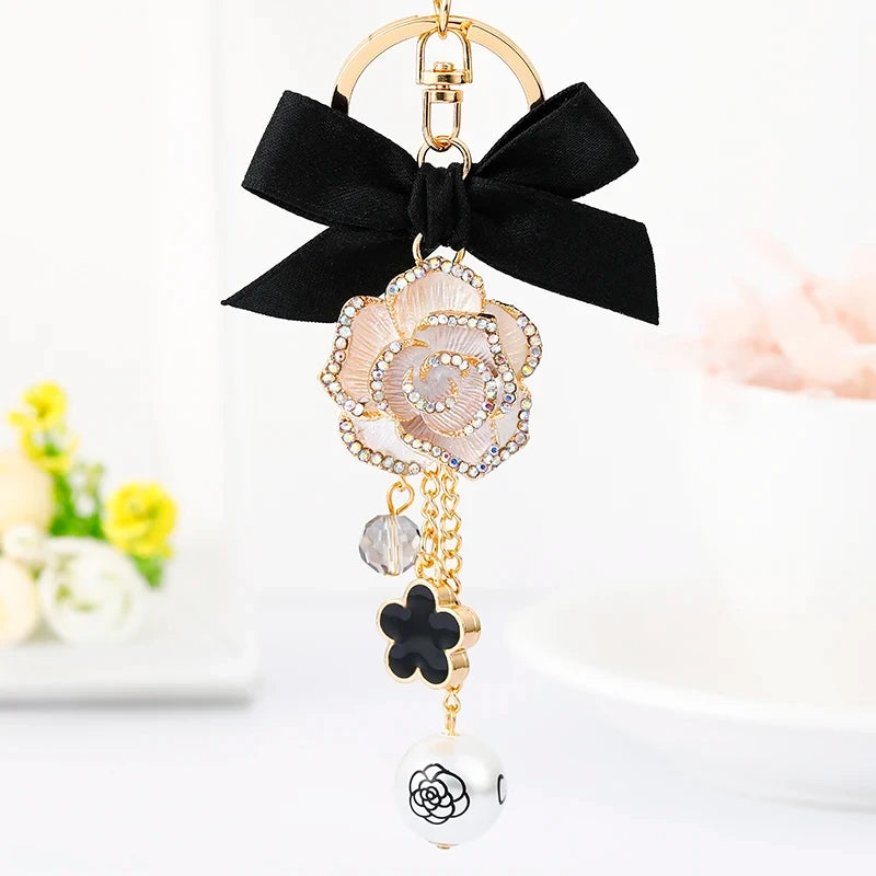 Clover Camellia Charm Keychain