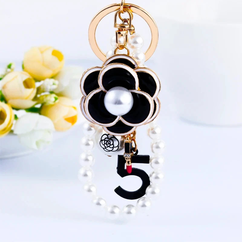 Clover Camellia Charm Keychain