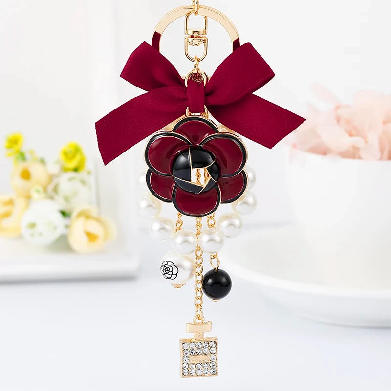Clover Camellia Charm Keychain