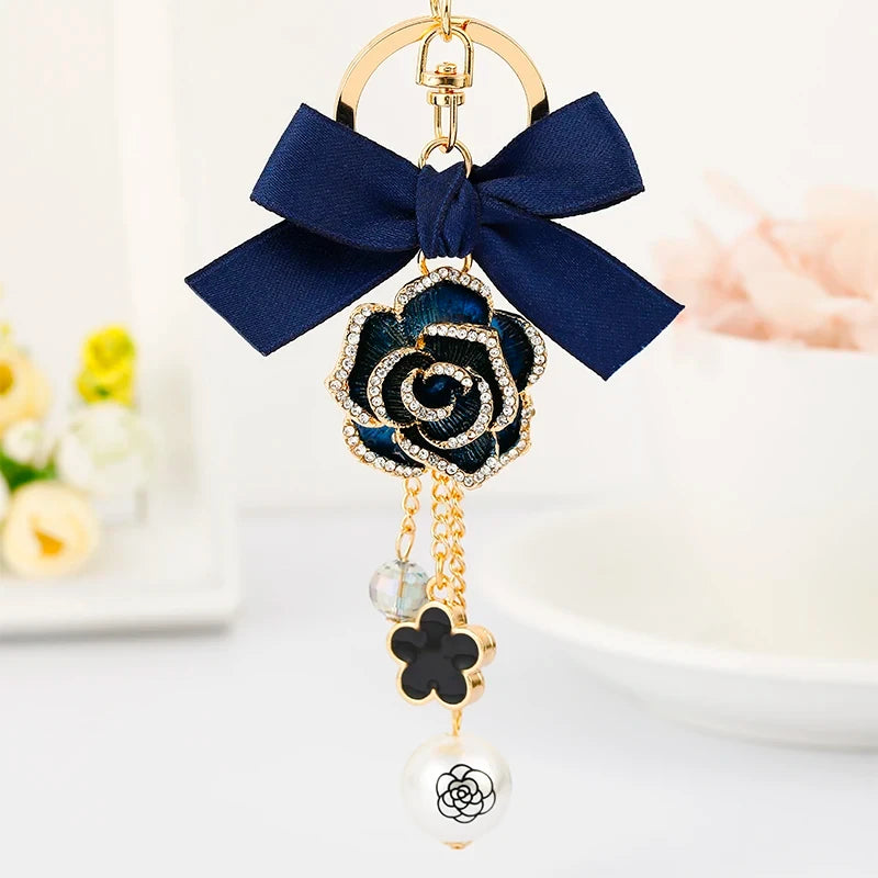 Clover Camellia Charm Keychain