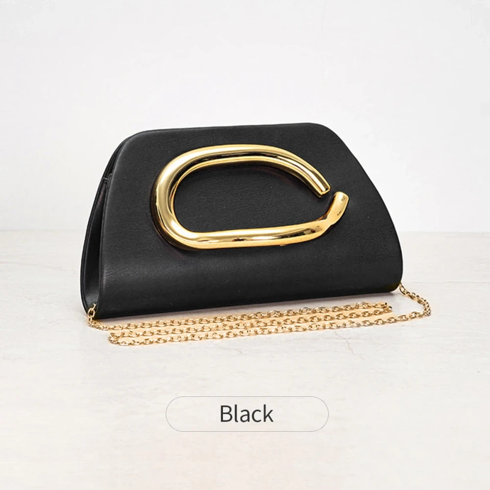 Gold Metal Box Clutch