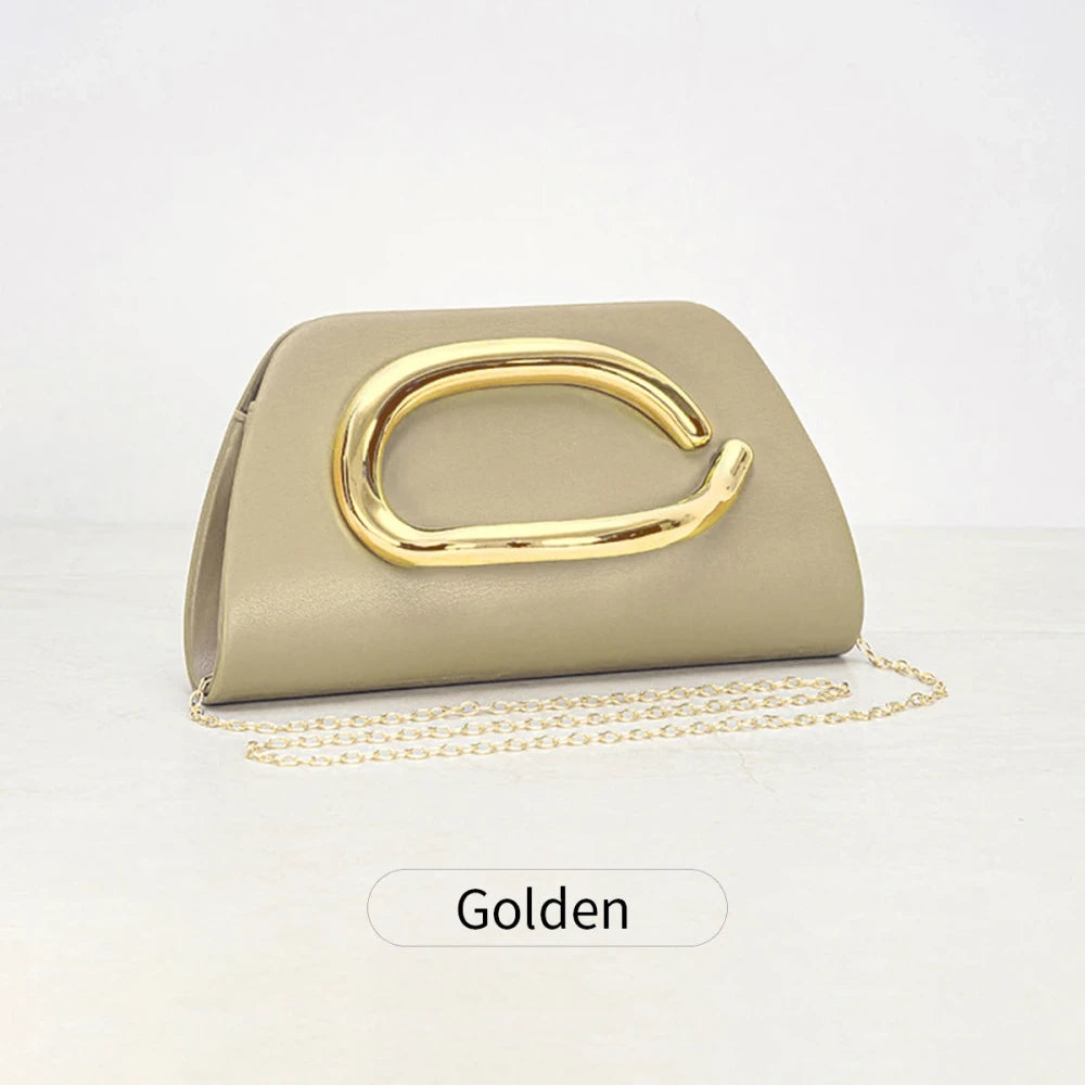 Gold Metal Box Clutch