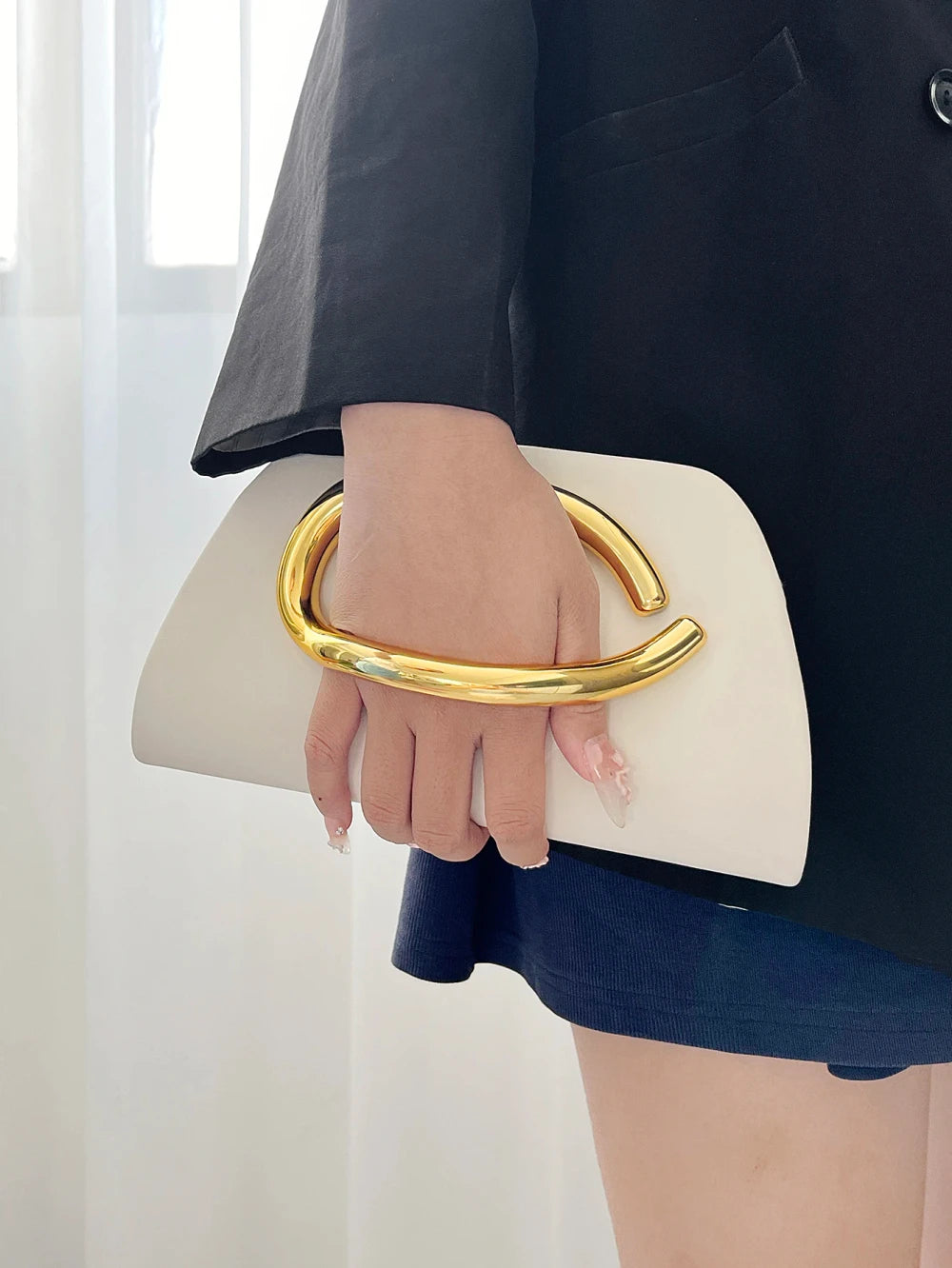Gold Metal Box Clutch