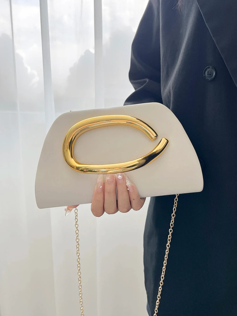 Gold Metal Box Clutch