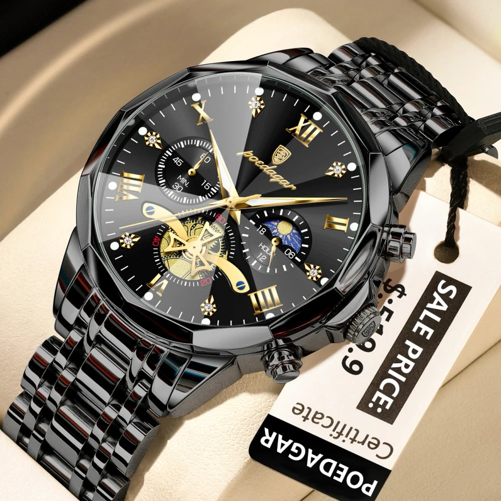 Poedagar Stainless Steel Chronograph