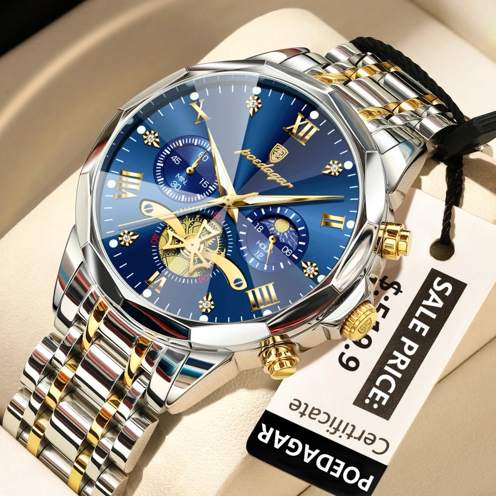 Poedagar Stainless Steel Chronograph