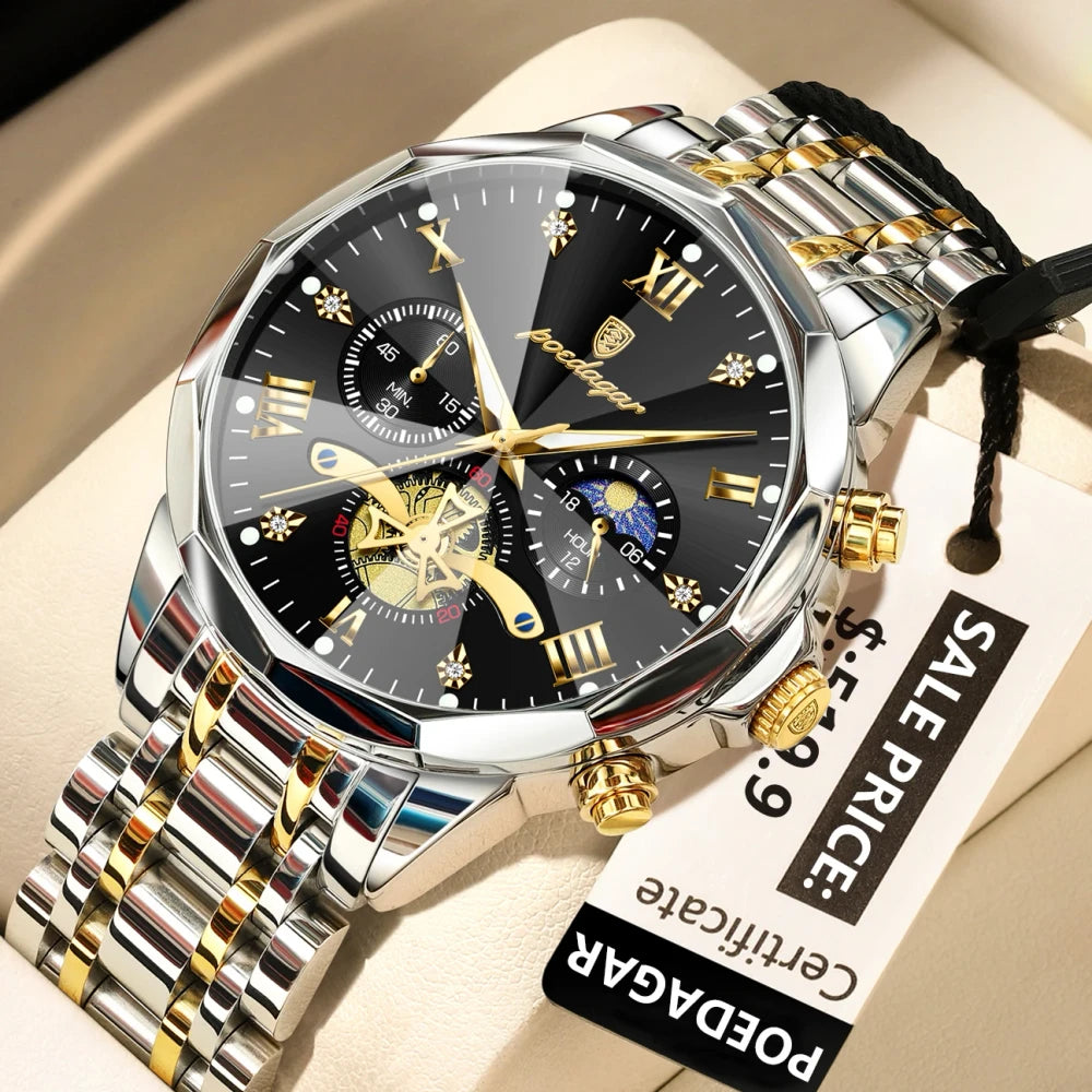 Poedagar Stainless Steel Chronograph