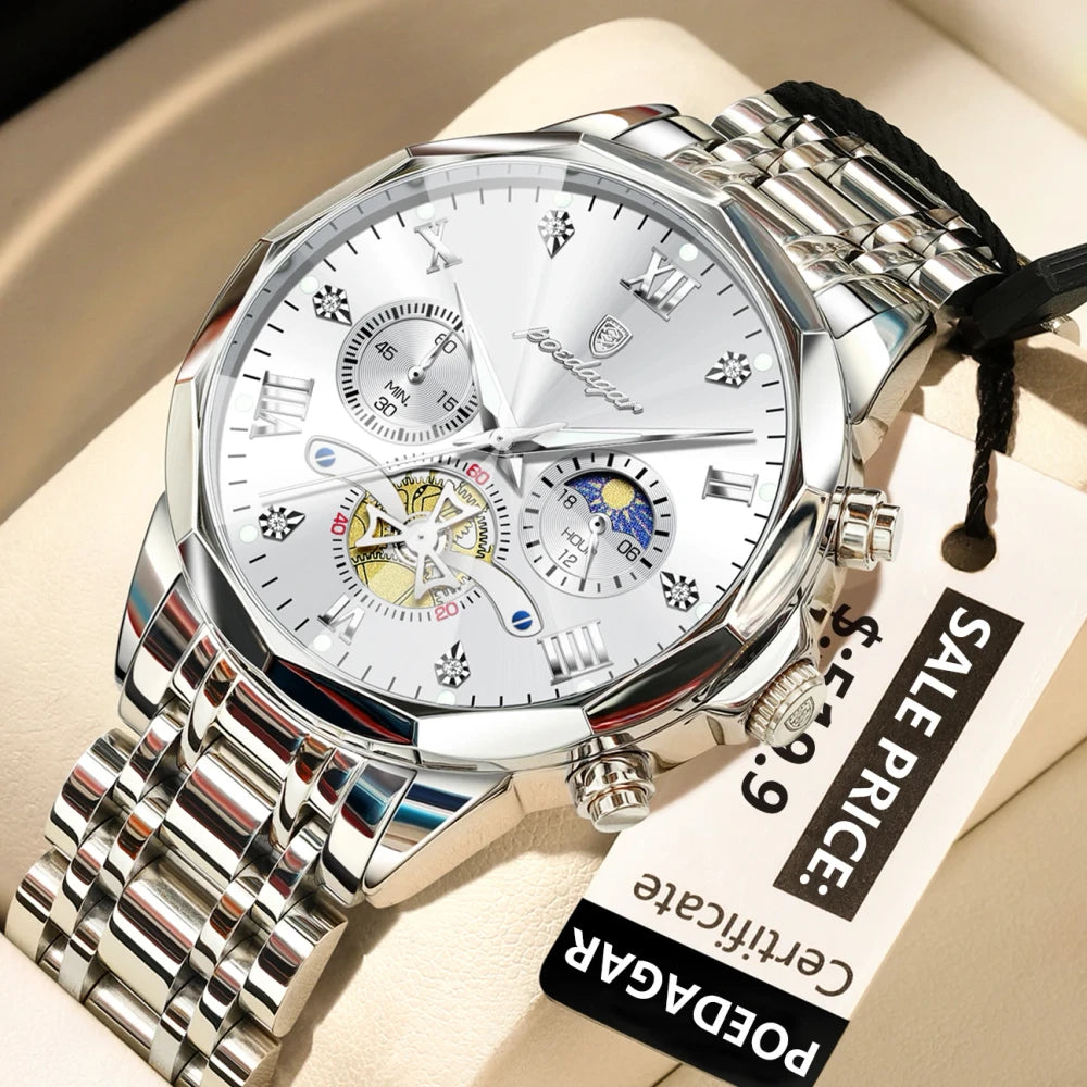 Poedagar Stainless Steel Chronograph