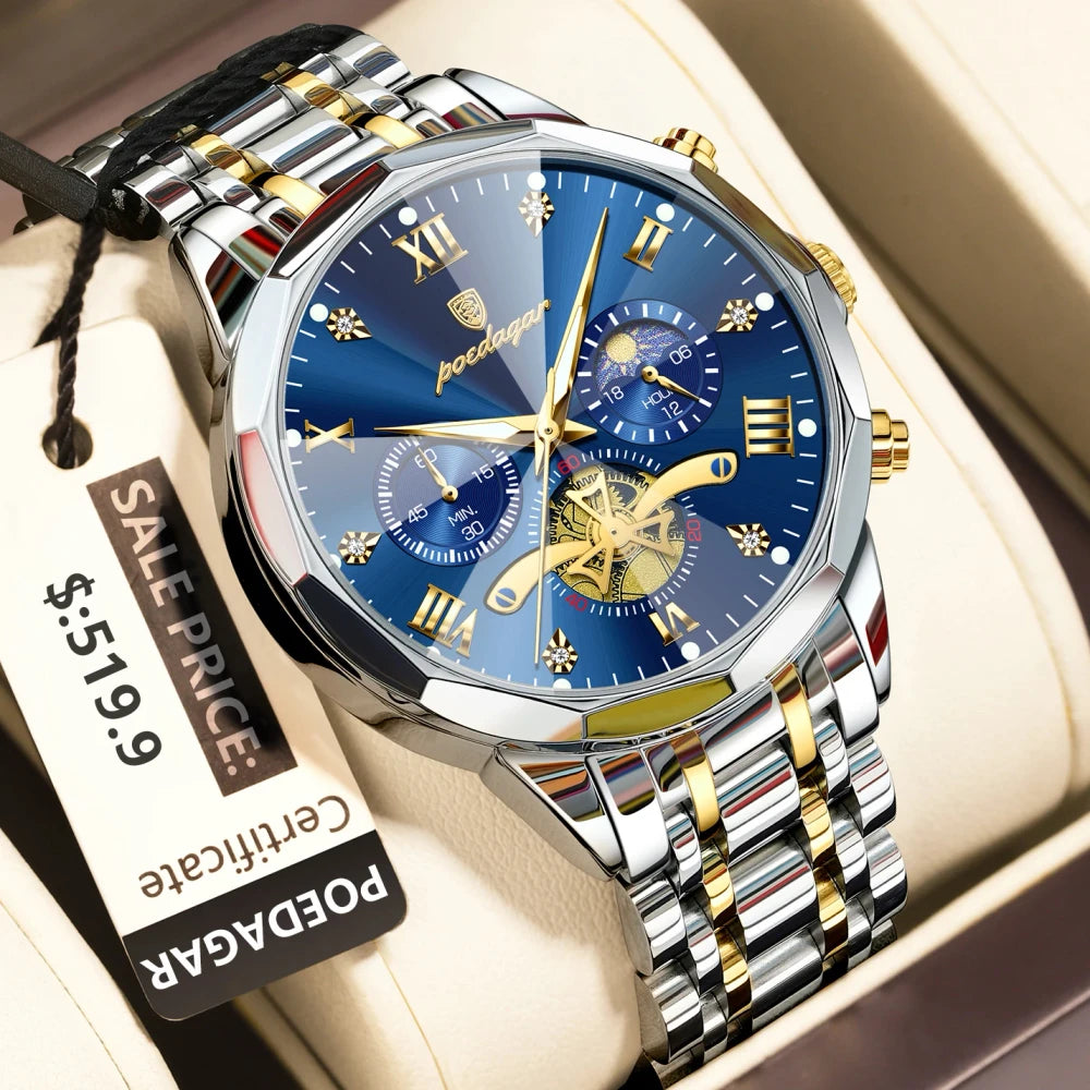 Poedagar Stainless Steel Chronograph
