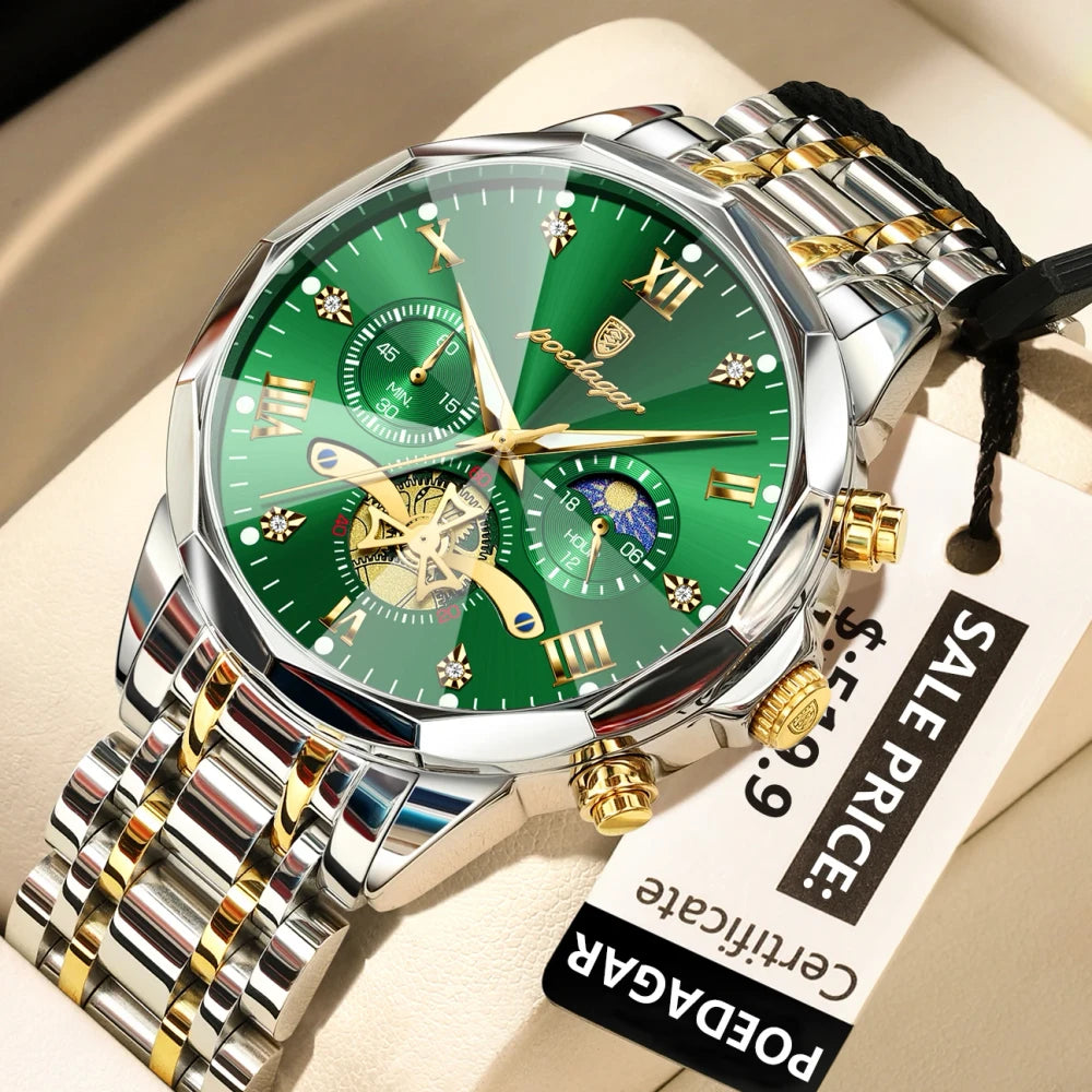 Poedagar Stainless Steel Chronograph