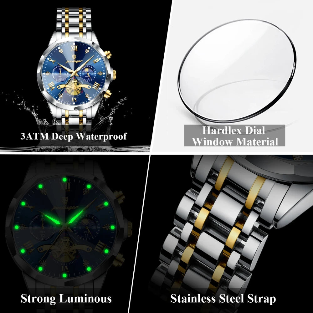 Poedagar Stainless Steel Chronograph