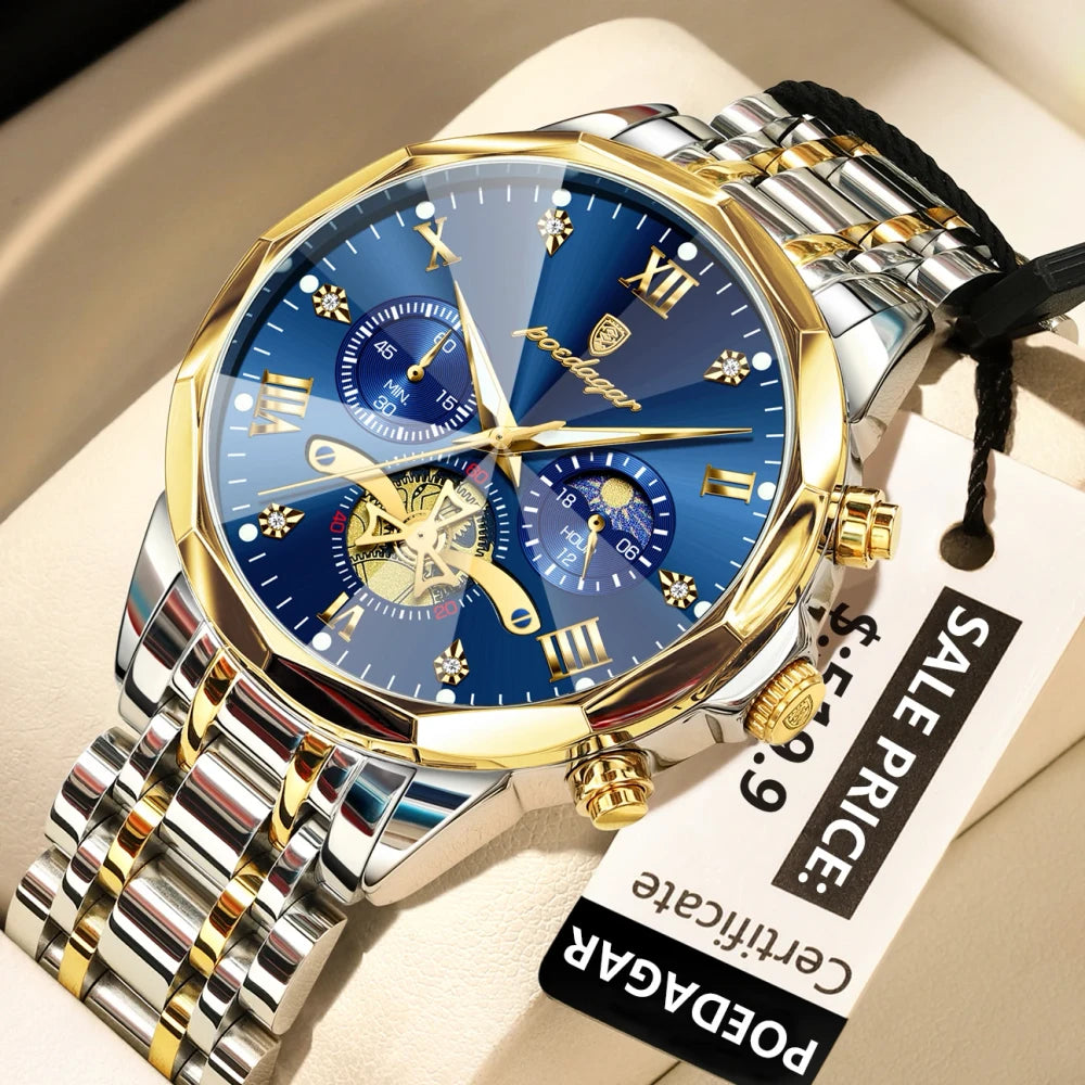 Poedagar Stainless Steel Chronograph