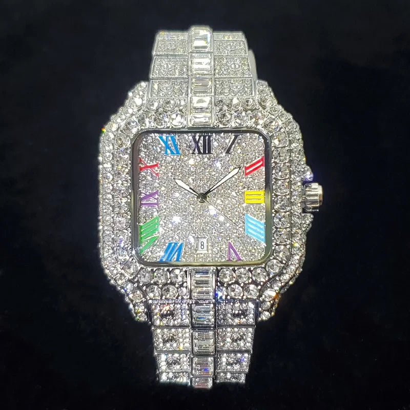 Iced Out Rainbow Diamond Watch