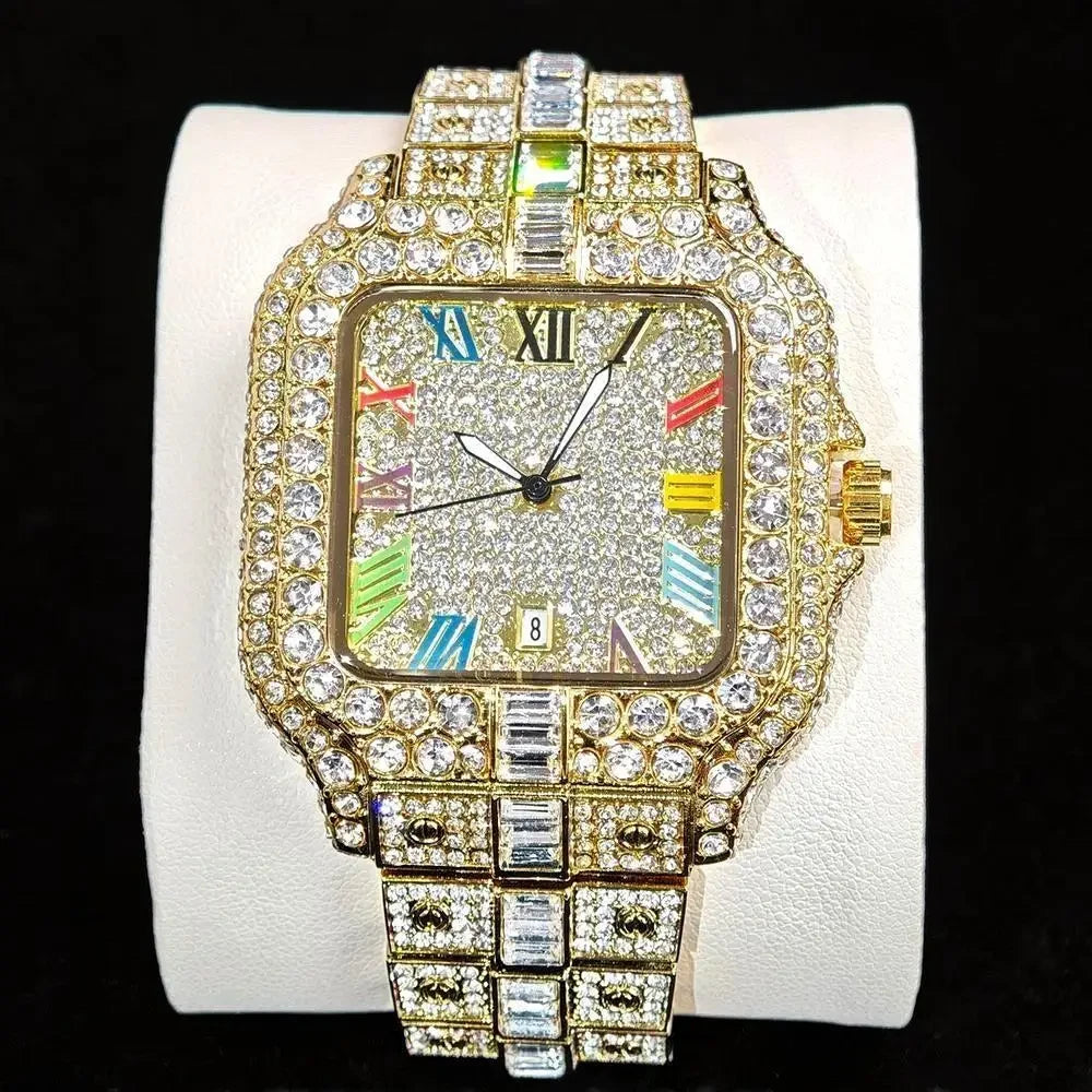 Iced Out Rainbow Diamond Watch