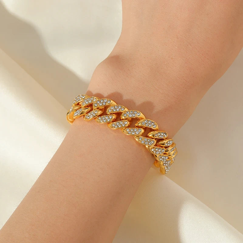 Gold Tone Cuban Chain Bracelet
