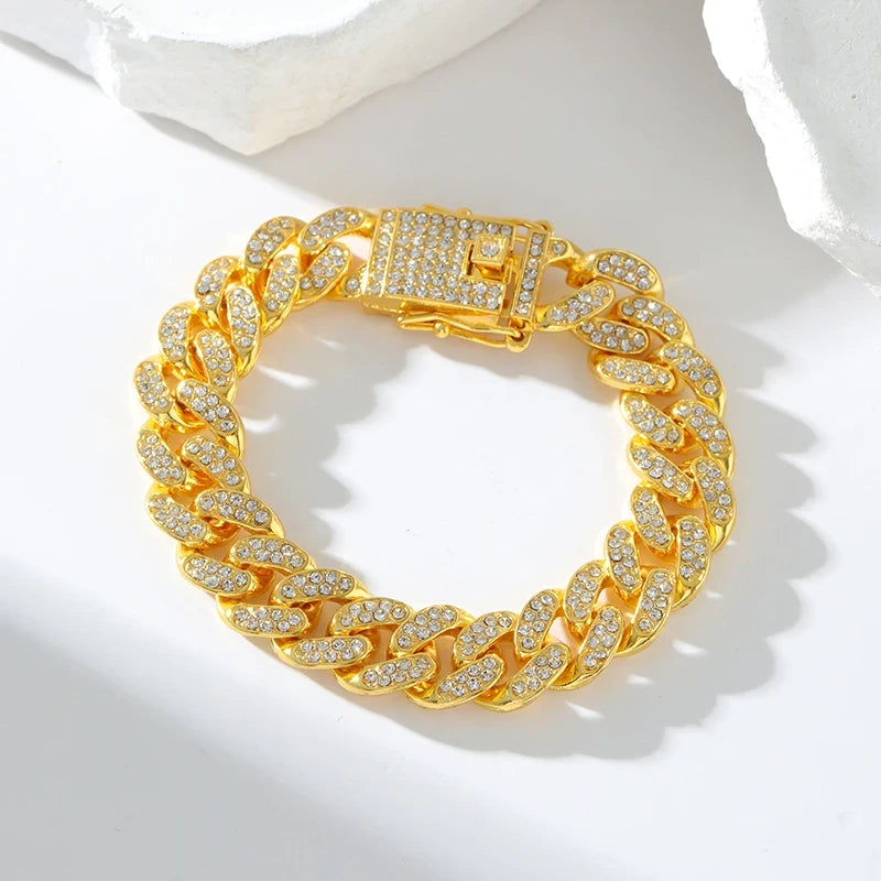 Gold Tone Cuban Chain Bracelet