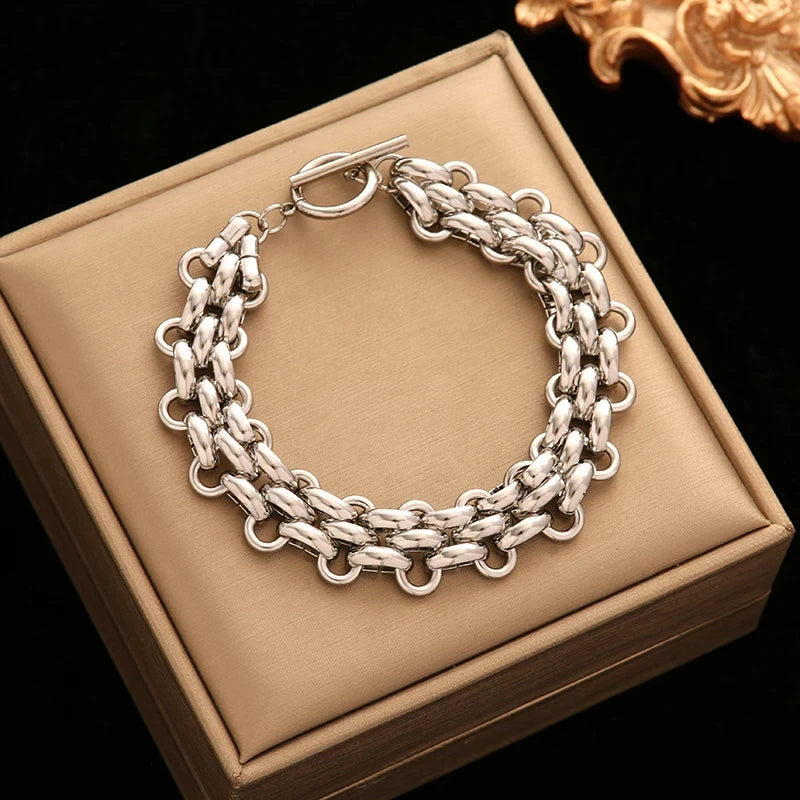 Gold Tone Cuban Chain Bracelet