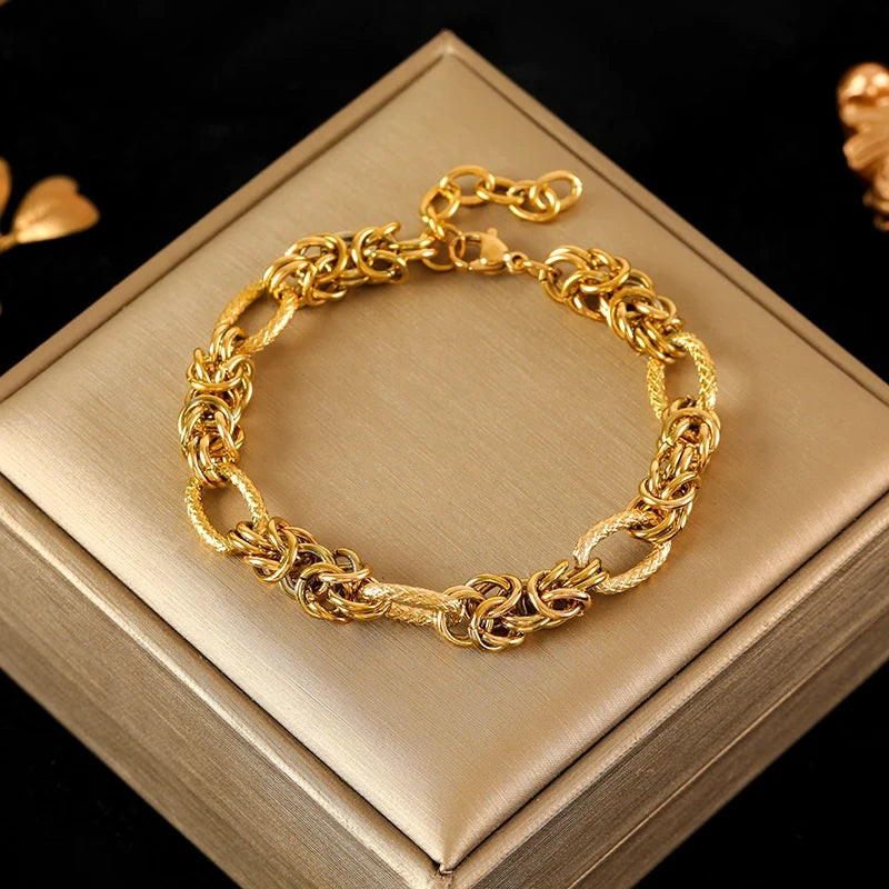 Gold Tone Cuban Chain Bracelet