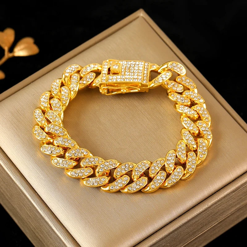 Gold Tone Cuban Chain Bracelet