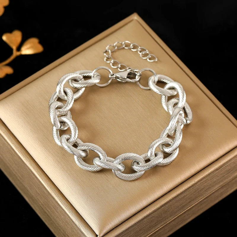 Gold Tone Cuban Chain Bracelet