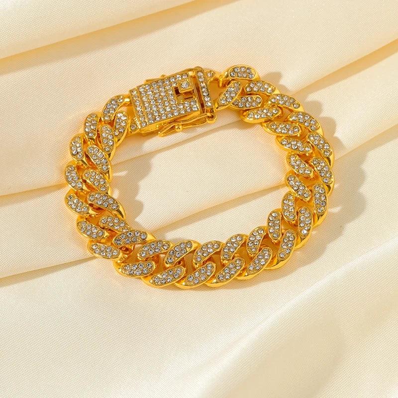Gold Tone Cuban Chain Bracelet
