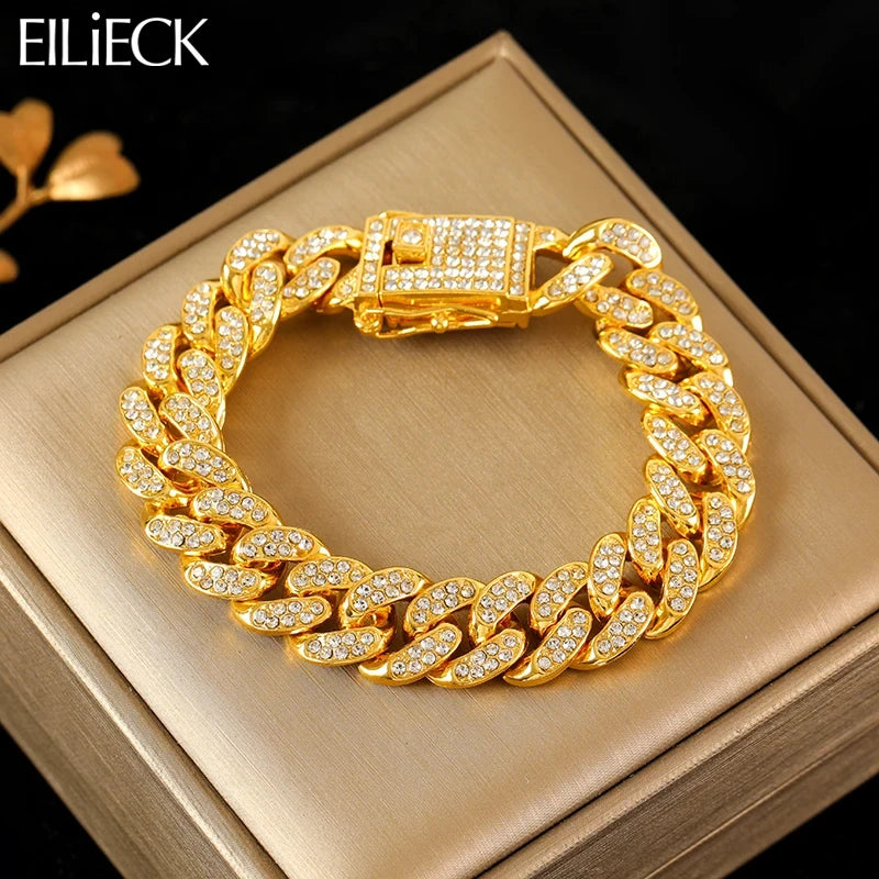 Gold Tone Cuban Chain Bracelet