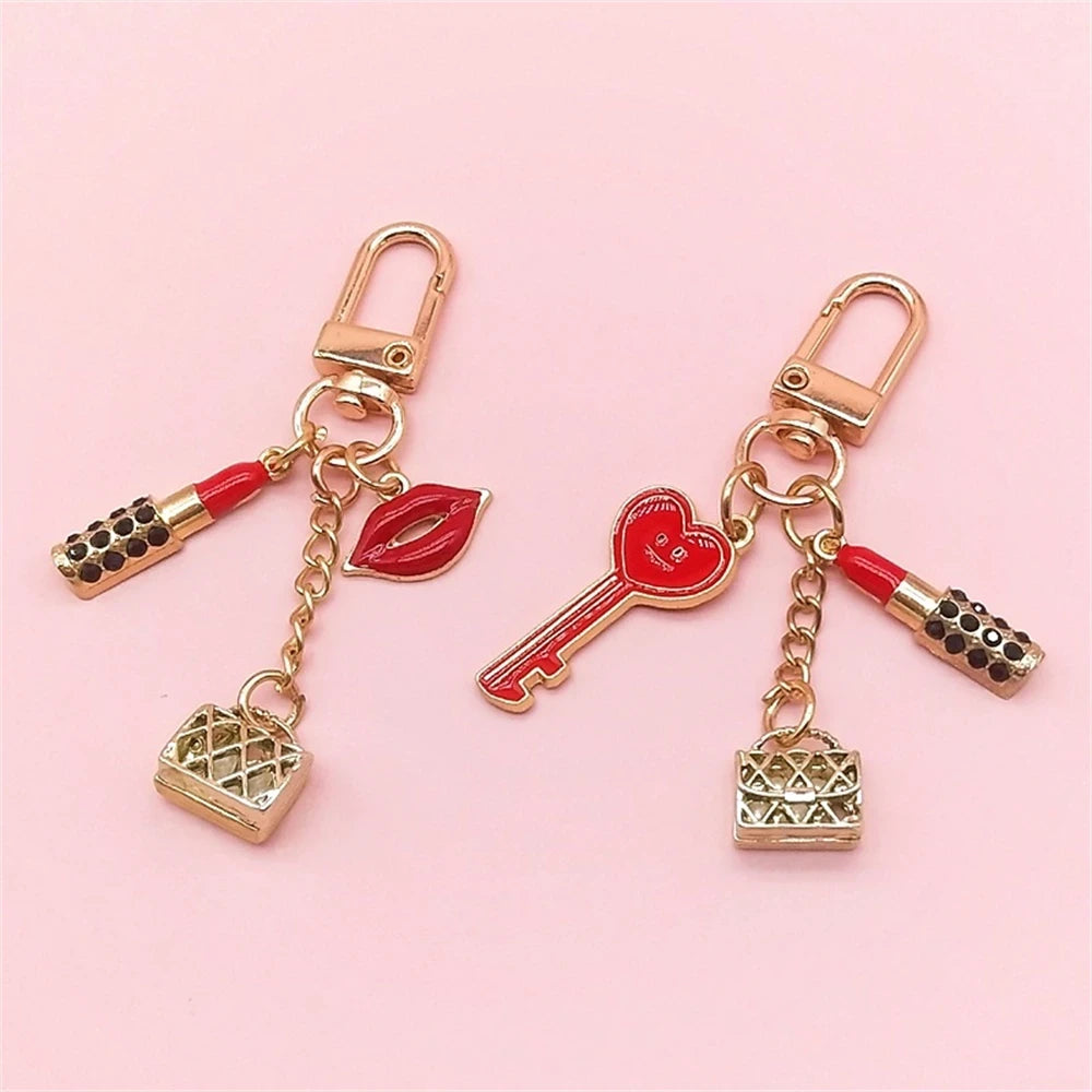 Lipstick Rhinestone Handbag Charm