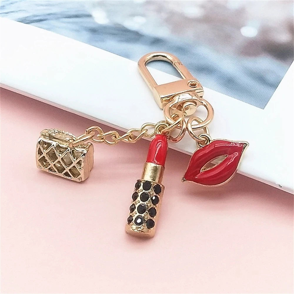 Lipstick Rhinestone Handbag Charm