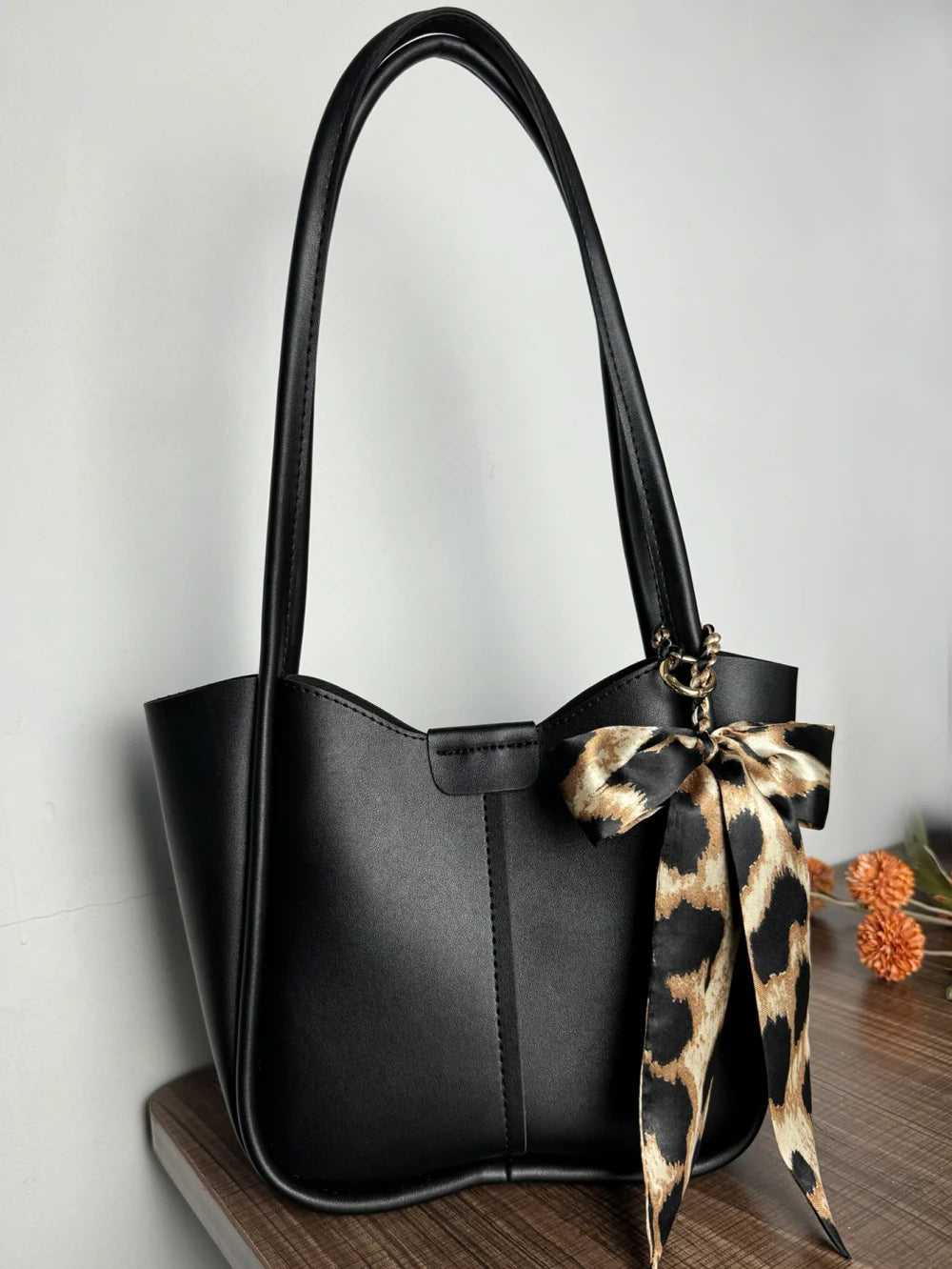Leopard Print Fabric Bow Handbag Charm