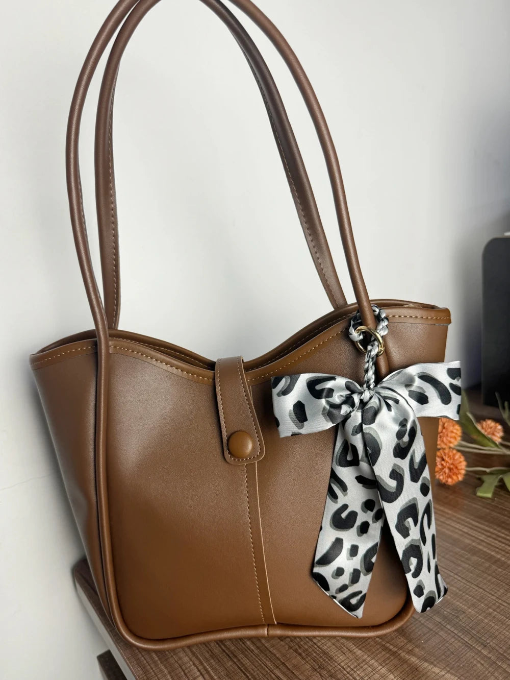 Leopard Print Fabric Bow Handbag Charm