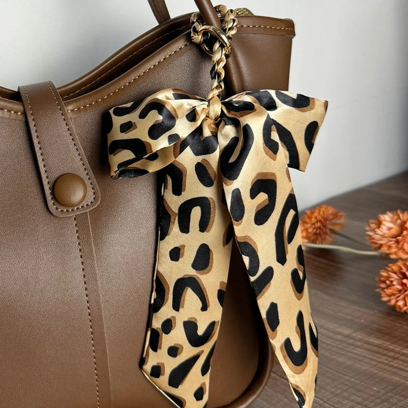 Leopard Print Fabric Bow Handbag Charm