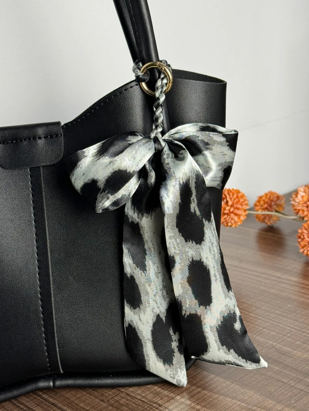 Leopard Print Fabric Bow Handbag Charm