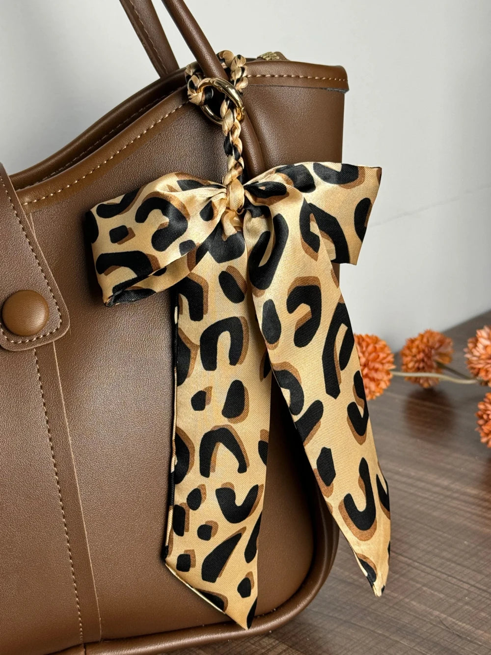 Leopard Print Fabric Bow Handbag Charm