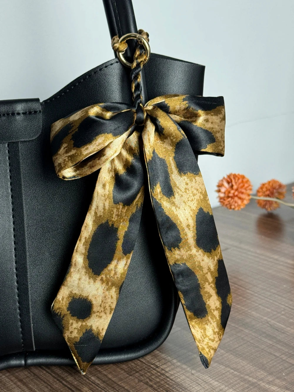 Leopard Print Fabric Bow Handbag Charm