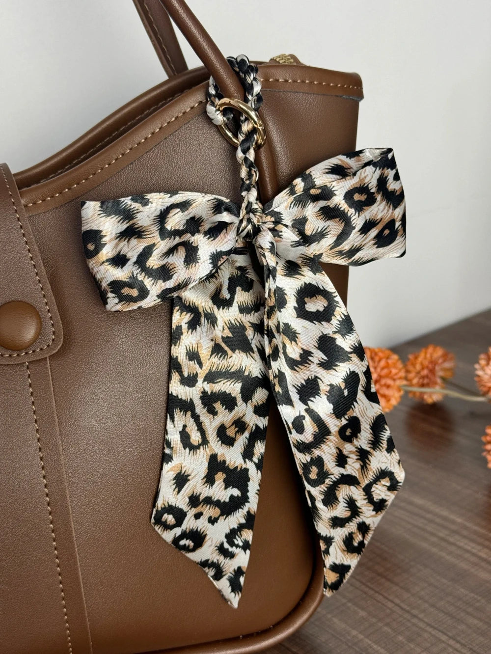 Leopard Print Fabric Bow Handbag Charm