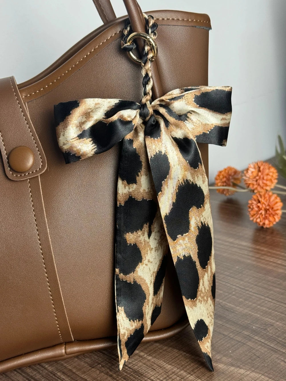 Leopard Print Fabric Bow Handbag Charm