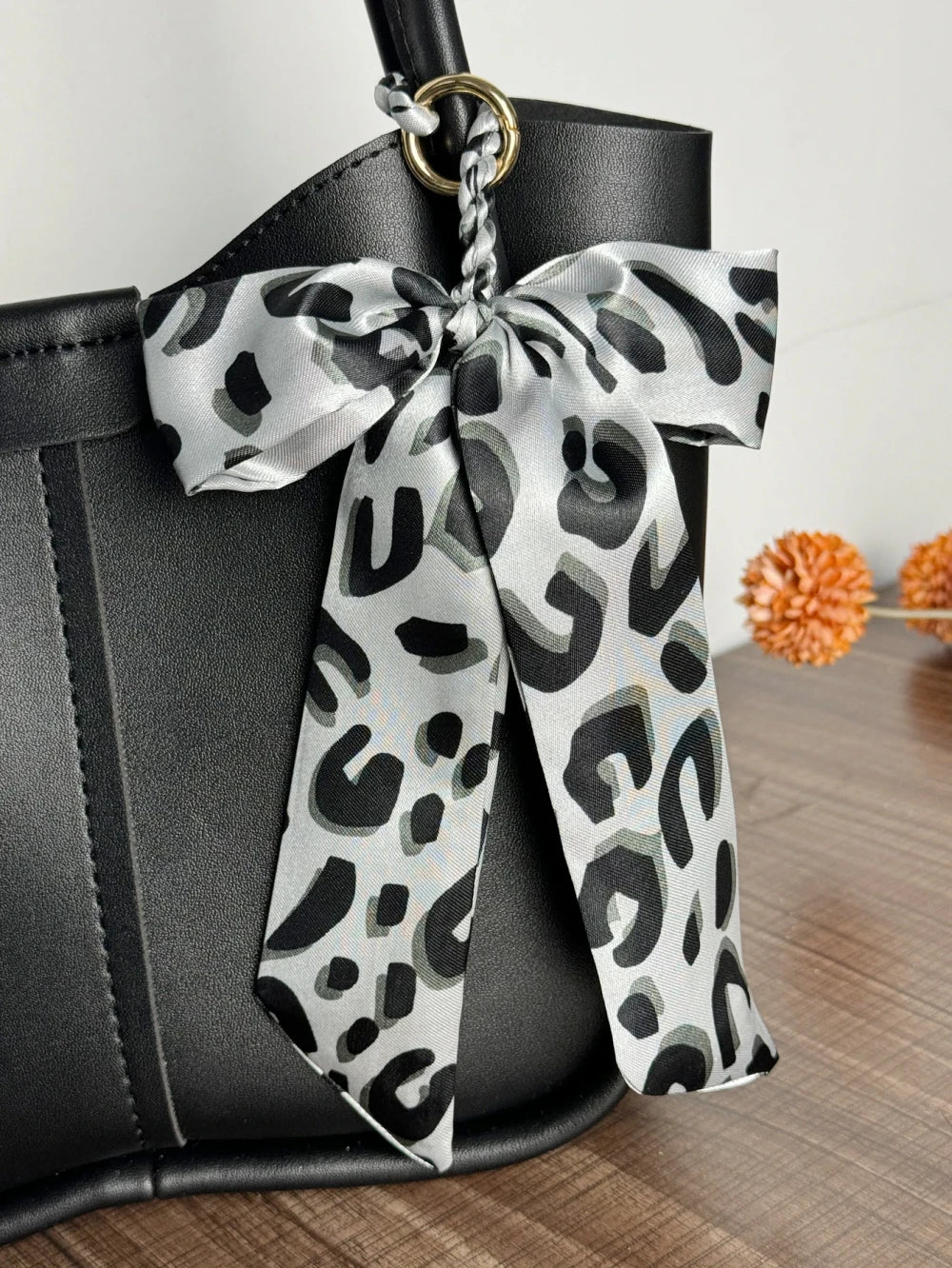 Leopard Print Fabric Bow Handbag Charm