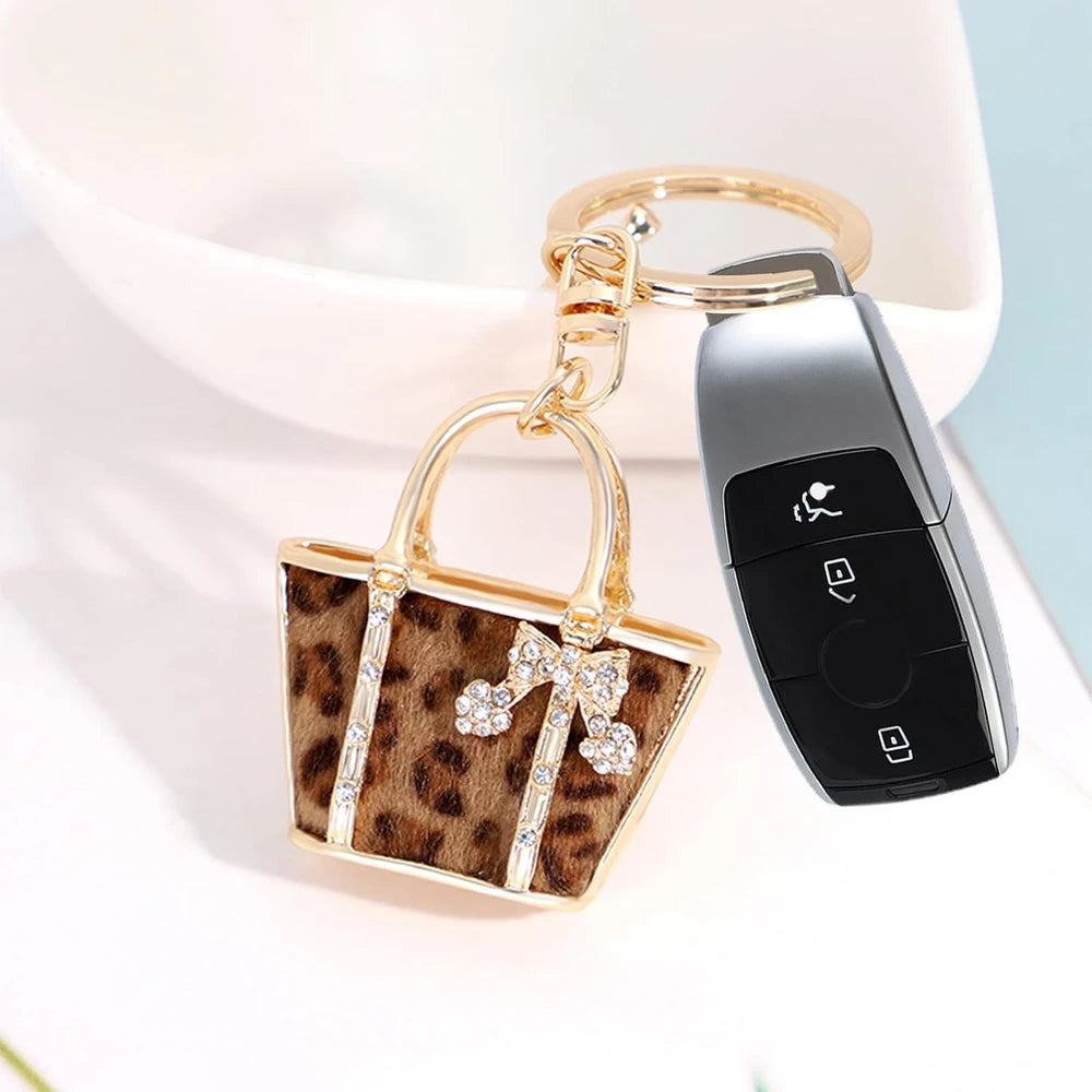 Leopard Print Bag Keychain